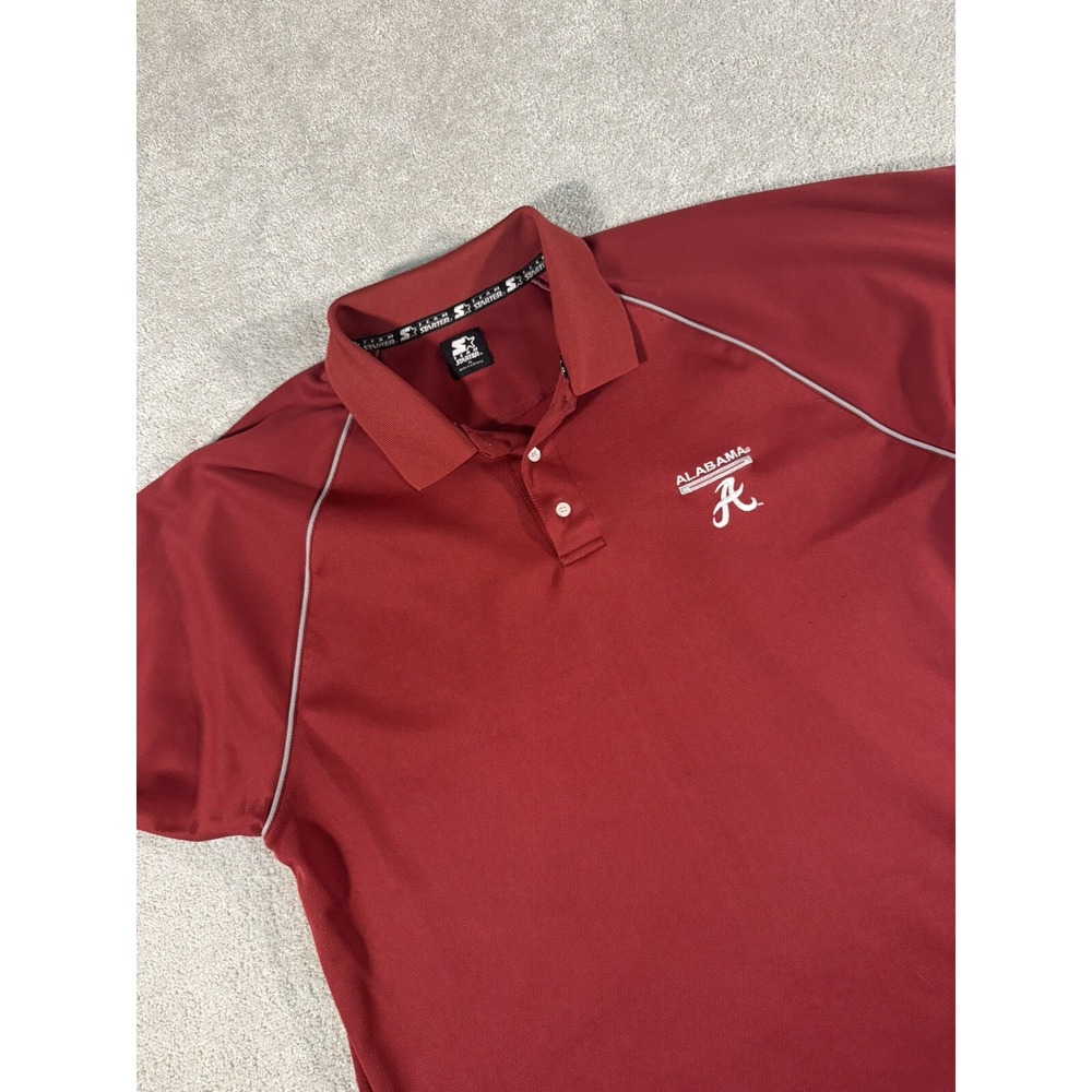Starter Men's Vtg Polo Shirt XL Crimson Alabama Crimson Tide 100% Polyester EUC